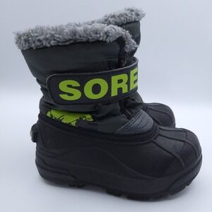 Sorel Commander Winter Snow Boots Fur Lined Waterproof Black Toddler Boys Size 9